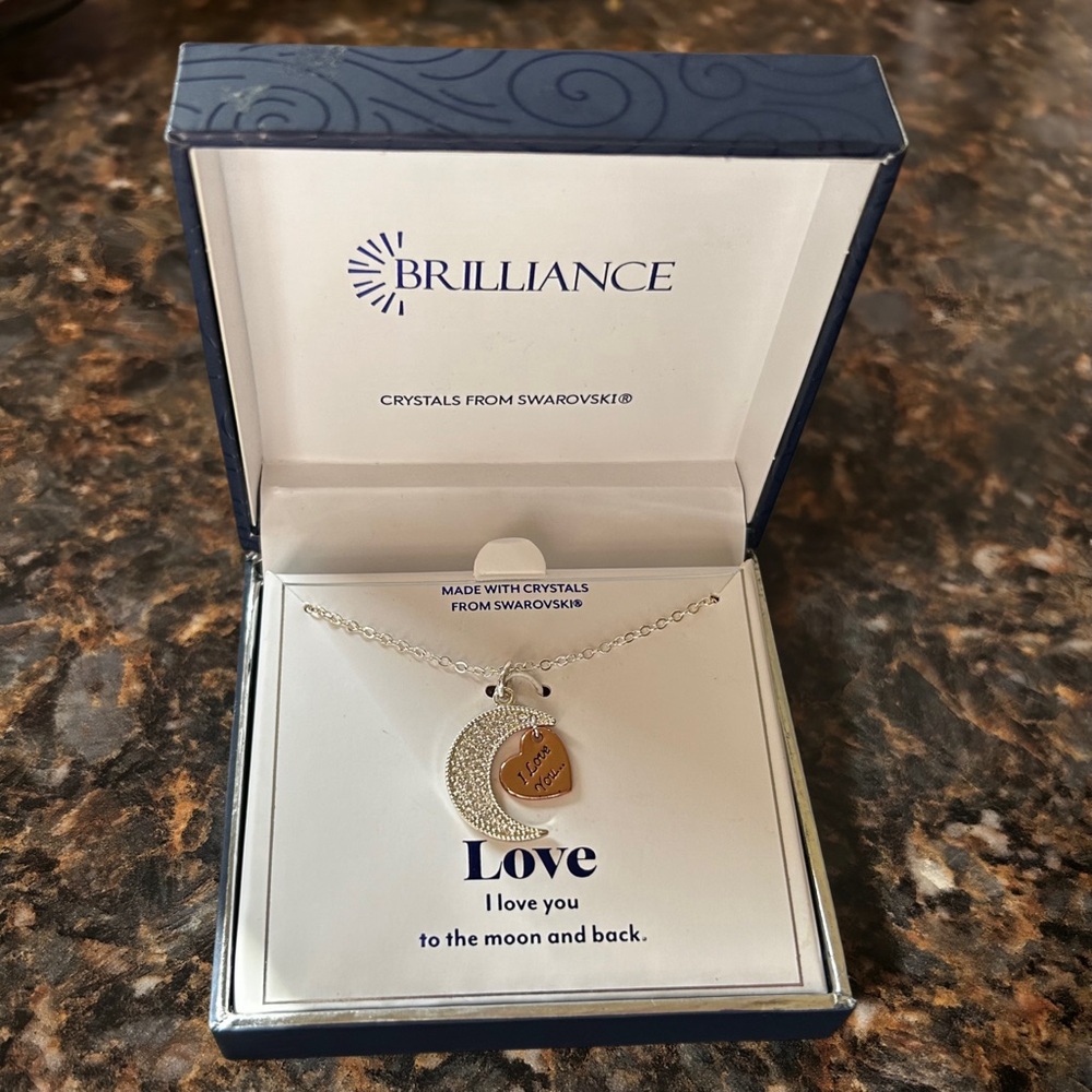 NWT | Brilliance | Crystal Heart & Crescent Moon Necklace